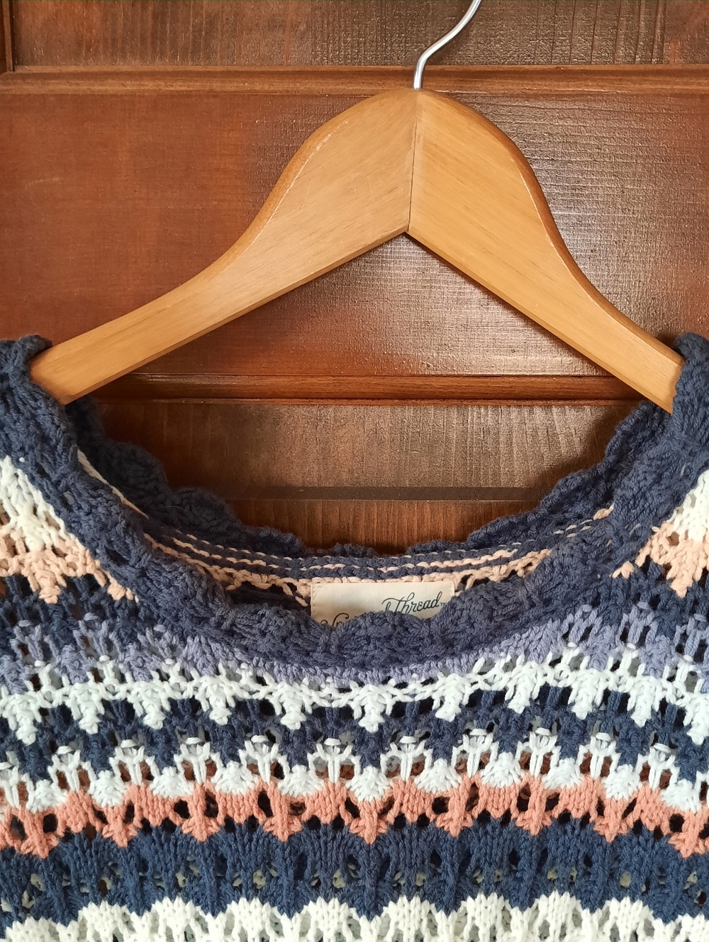 Universal Thread Cotton Blend Multi-colored Striped Crochet Tank Top Size Medium - Picture 4 of 9